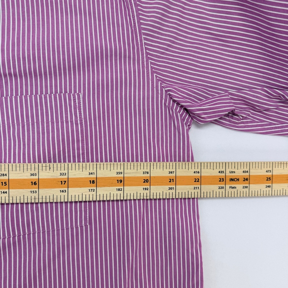 Ann Taylor Purple White Striped Cotton Button Down Shirt Womens Medium L/S - Picture 5 of 6
